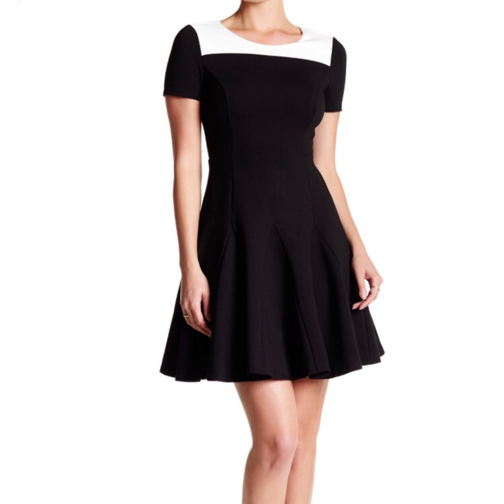 Halston Heritage Two Toned Drop Waist Skater dress